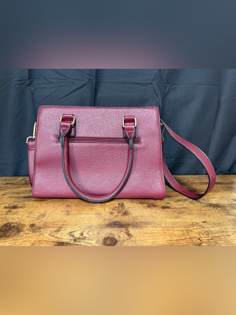 Everyday Structured Satchel in Burgundy - Women's Crossbody Satchel